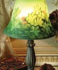 Irish- Reverse Hand Painted Shamrock Lamp