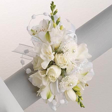 white wrist corsage