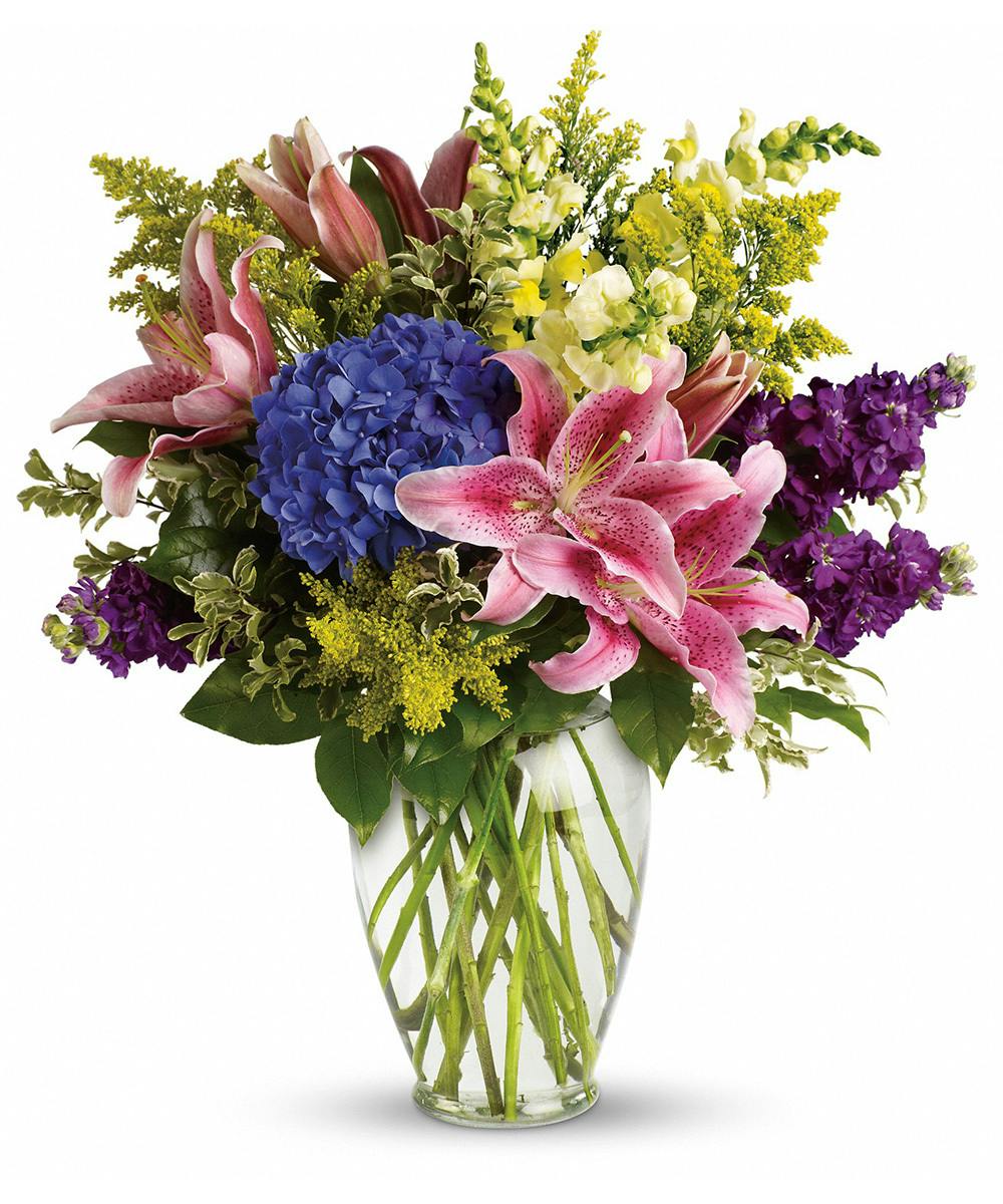 Pink Lilies, Dahlias, Purple Hydrangea West Springfield MA Durocher