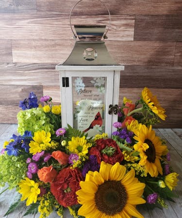 Memory Lantern With Flowers